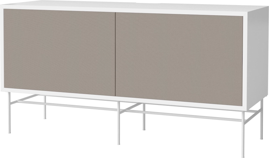 Case HiFi w. base - Medium 35 cm_White lacquered steel_Grey Hifi fabric_Grey Hifi fabric_White lacquered MDF_TSCA 04-007-87_13100879_angle.png