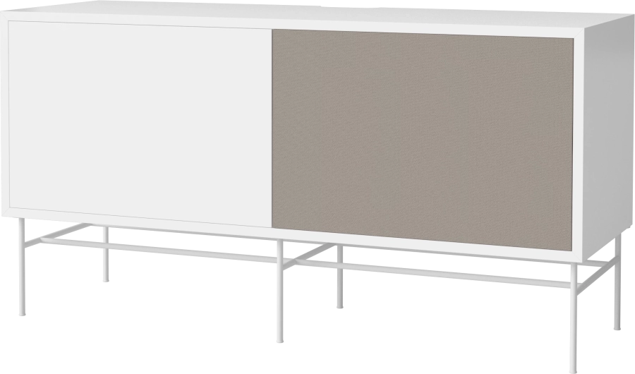 Case HiFi w. base - Medium 35 cm_White lacquered steel_White lacquered MDF_Grey Hifi fabric_White lacquered MDF_TSCA 04-007-87_13101264_angle.png