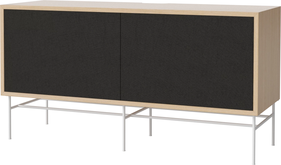 Case HiFi w. base - Medium 35 cm_White lacquered steel_Black fabric_Black fabric_White pigmented oiled oak Veneer_TSCA 04-007-87_13100845_angle.png
