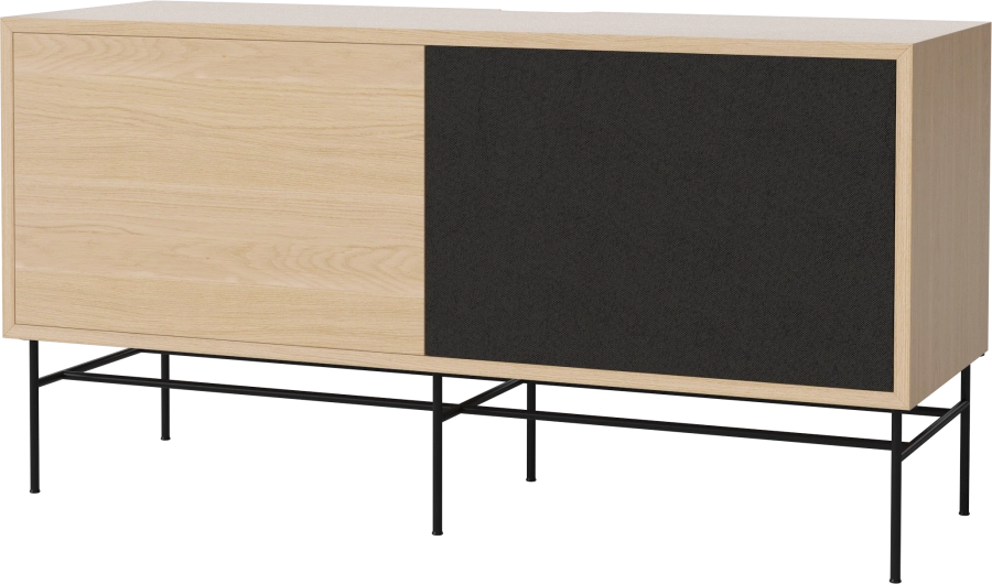 Case HiFi w. base - Medium 35 cm_Black lacquered steel_White pigmented oiled oak Veneer_Black fabric_White pigmented oiled oak Veneer_TSCA 04-007-87_13101005_angle.png