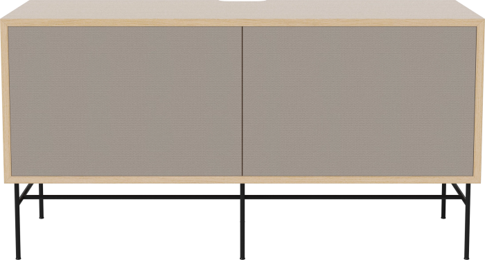 Case HiFi w. base - Medium 35 cm_Black lacquered steel_Grey Hifi fabric_Grey Hifi fabric_White pigmented oiled oak Veneer_TSCA 04-007-87_13100865.png