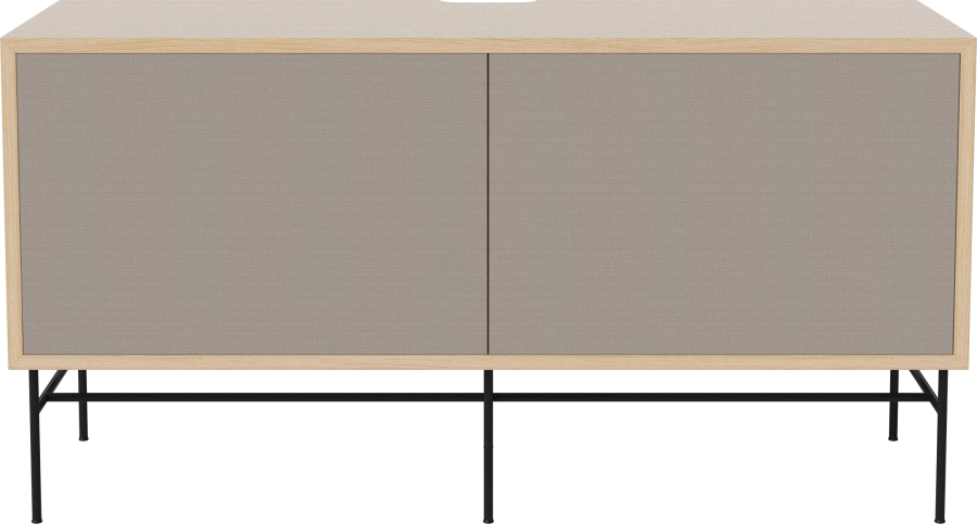 Case HiFi w. base - Medium 35 cm_Black lacquered steel_Grey Hifi fabric_Grey Hifi fabric_White pigmented oiled oak Veneer_TSCA 04-007-87_13100865.png