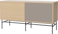 Case HiFi w. base - Medium 35 cm_Black lacquered steel_White pigmented oiled oak Veneer_Grey Hifi fabric_White pigmented oiled oak Veneer_TSCA 04-007-87_13101040_angle.png
