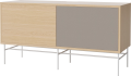 Case HiFi w. base - Medium 35 cm_White lacquered steel_White pigmented oiled oak Veneer_Grey Hifi fabric_White pigmented oiled oak Veneer_TSCA 04-007-87_13101055_angle.png