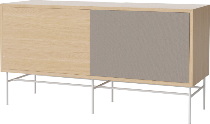 Case HiFi w. base - Medium 35 cm_White lacquered steel_White pigmented oiled oak Veneer_Grey Hifi fabric_White pigmented oiled oak Veneer_TSCA 04-007-87_13101055_angle.png