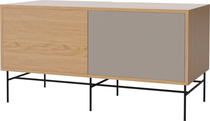 Case HiFi w. base - Medium 48 cm_Black lacquered steel_Oiled oak_Grey Hifi fabric_Oiled oak 04-007-86_13100932_angle — kopia.png