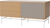 Case HiFi w. base - Medium 48 cm_White lacquered steel_Oiled oak_Grey Hifi fabric_Oiled oak 04-007-86_13100947_angle.png