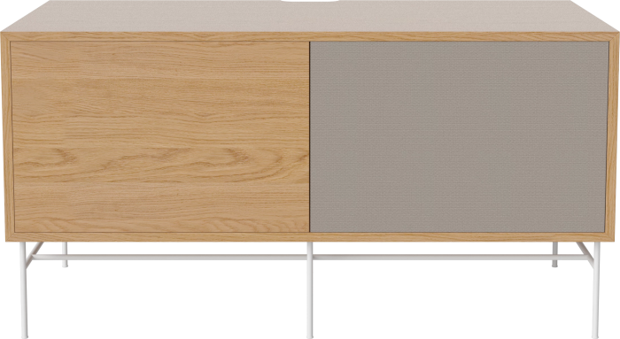 Case HiFi w. base - Medium 48 cm_White lacquered steel_Oiled oak_Grey Hifi fabric_Oiled oak 04-007-86_13100947.png