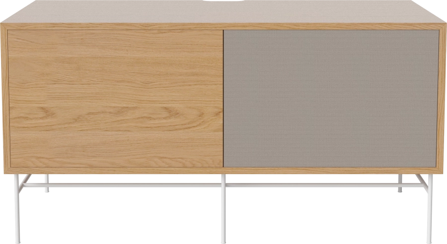 Case HiFi w. base - Medium 48 cm_White lacquered steel_Oiled oak_Grey Hifi fabric_Oiled oak 04-007-86_13100947.png