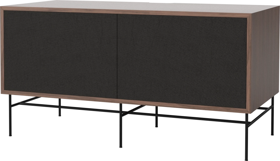 Case HiFi w. base - Medium 48 cm_Black lacquered steel_Black fabric_Black fabric_Oiled walnut 04-007-86_13100828_angle.png