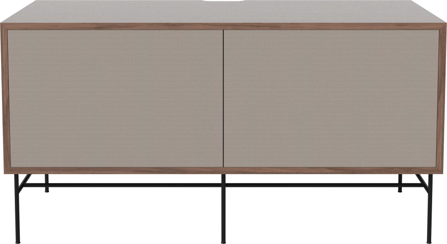 Case HiFi w. base - Medium 48 cm_Black lacquered steel_Grey Hifi fabric_Grey Hifi fabric_Oiled walnut 04-007-86_13100863.png