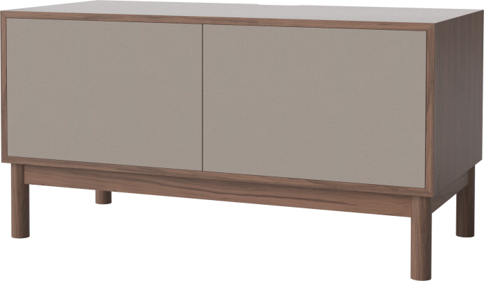 Case HiFi w. base - Medium 48 cm_Oiled walnut_Grey Hifi fabric_Grey Hifi fabric_Oiled walnut 04-007-86_13100873_angle.png