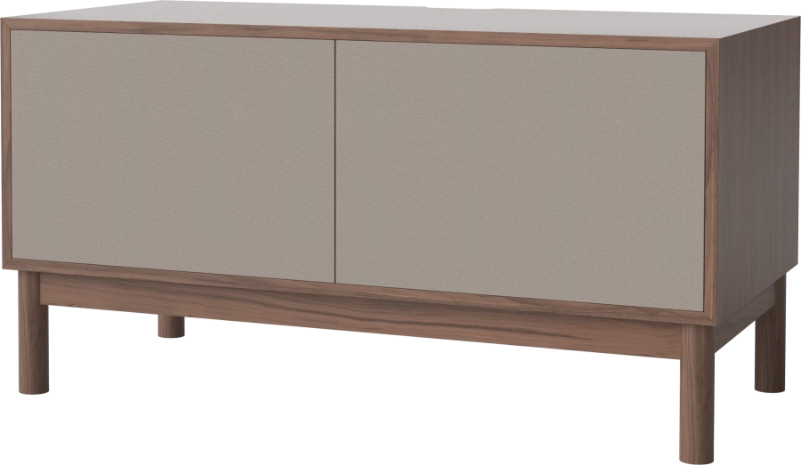 Case HiFi w. base - Medium 48 cm_Oiled walnut_Grey Hifi fabric_Grey Hifi fabric_Oiled walnut 04-007-86_13100873_angle.png