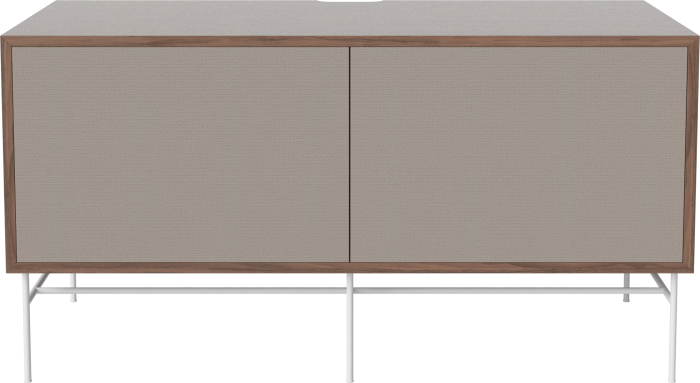 Case HiFi w. base - Medium 48 cm_White lacquered steel_Grey Hifi fabric_Grey Hifi fabric_Oiled walnut 04-007-86_13100878.png