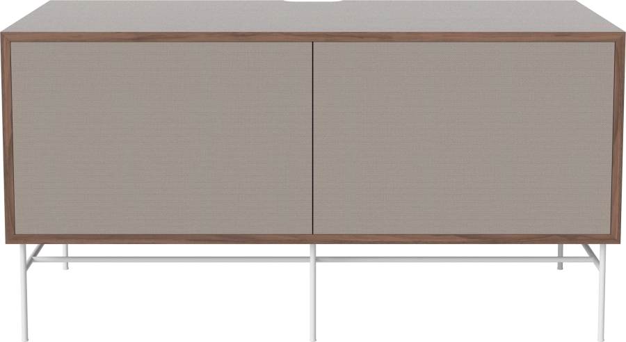 Case HiFi w. base - Medium 48 cm_White lacquered steel_Grey Hifi fabric_Grey Hifi fabric_Oiled walnut 04-007-86_13100878.png
