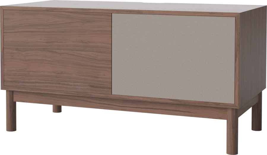 Case HiFi w. base - Medium 48 cm_Oiled walnut_Oiled walnut_Grey Hifi fabric_Oiled walnut 04-007-86_13101153_angle.png