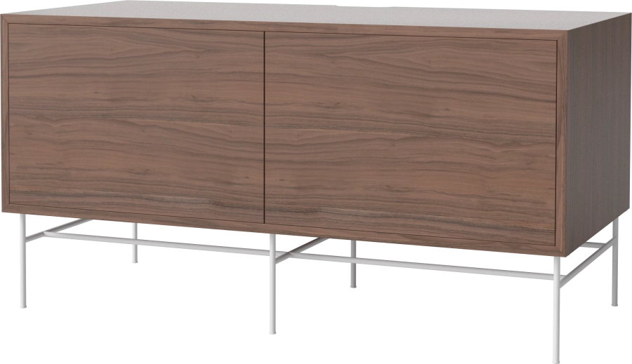 Case HiFi w. base - Medium 48 cm_White lacquered steel_Oiled walnut_Oiled walnut_Oiled walnut 04-007-86_13101193_angle.png