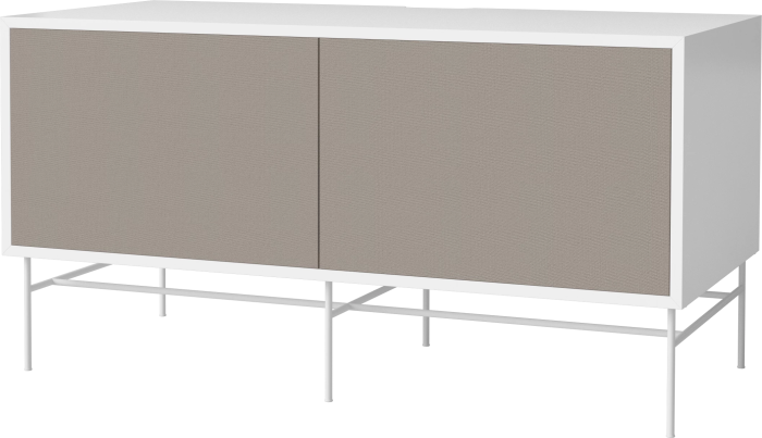 Case HiFi w. base - Medium 48 cm_White lacquered steel_Grey Hifi fabric_Grey Hifi fabric_White lacquered MDF 04-007-86_13100879_angle.png