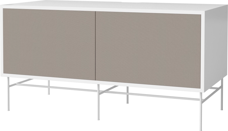 Case HiFi w. base - Medium 48 cm_White lacquered steel_Grey Hifi fabric_Grey Hifi fabric_White lacquered MDF 04-007-86_13100879_angle.png