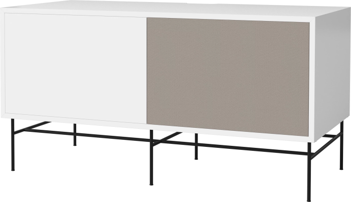 Case HiFi w. base - Medium 48 cm_Black lacquered steel_White lacquered MDF_Grey Hifi fabric_White lacquered MDF 04-007-86_13101249_angle.png