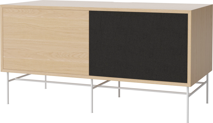 Case HiFi w. base - Medium 48 cm_White lacquered steel_White pigmented oiled oak_Black fabric_White pigmented oiled oak 04-007-86_13101020_angle.png