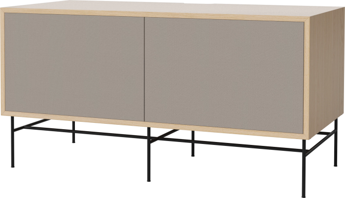 Case HiFi w. base - Medium 48 cm_Black lacquered steel_Grey Hifi fabric_Grey Hifi fabric_White pigmented oiled oak 04-007-86_13100865_angle.png