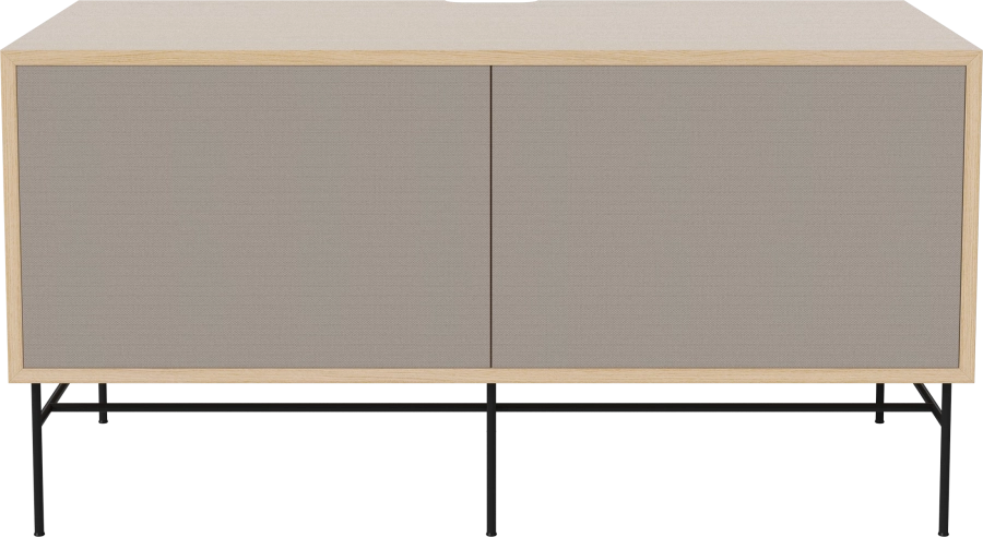 Case HiFi w. base - Medium 48 cm_Black lacquered steel_Grey Hifi fabric_Grey Hifi fabric_White pigmented oiled oak 04-007-86_13100865.png
