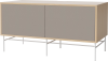 Case HiFi w. base - Medium 48 cm_White lacquered steel_Grey Hifi fabric_Grey Hifi fabric_White pigmented oiled oak 04-007-86_13100880_angle.png