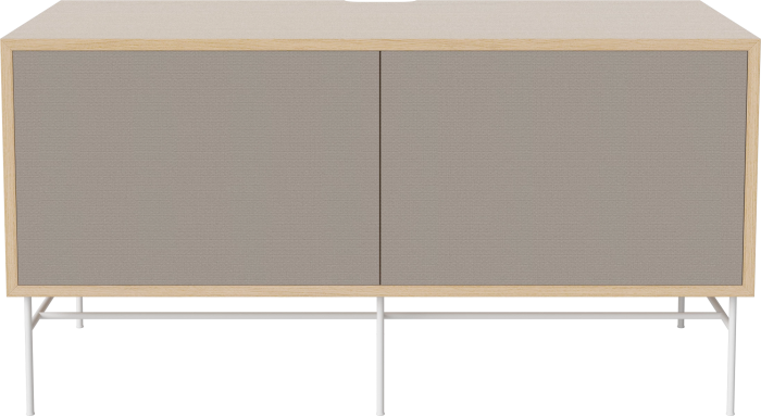 Case HiFi w. base - Medium 48 cm_White lacquered steel_Grey Hifi fabric_Grey Hifi fabric_White pigmented oiled oak 04-007-86_13100880.png