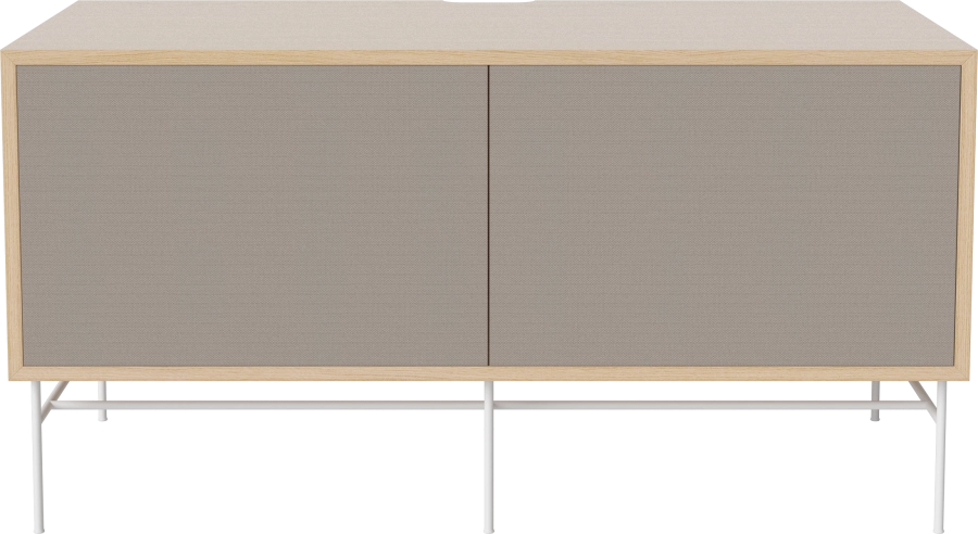 Case HiFi w. base - Medium 48 cm_White lacquered steel_Grey Hifi fabric_Grey Hifi fabric_White pigmented oiled oak 04-007-86_13100880.png