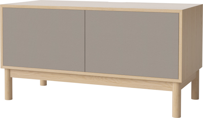 Case HiFi w. base - Medium 48 cm_White pigmented oiled oak_Grey Hifi fabric_Grey Hifi fabric_White pigmented oiled oak 04-007-86_13100890_angle.png