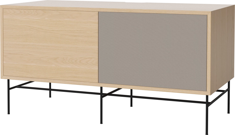 Case HiFi w. base - Medium 48 cm_Black lacquered steel_White pigmented oiled oak_Grey Hifi fabric_White pigmented oiled oak 04-007-86_13101040_angle.png