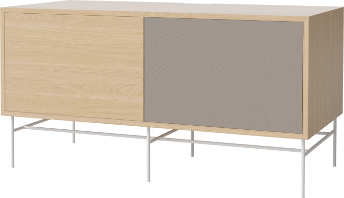 Case HiFi w. base - Medium 48 cm_White lacquered steel_White pigmented oiled oak_Grey Hifi fabric_White pigmented oiled oak 04-007-86_13101055_angle.png