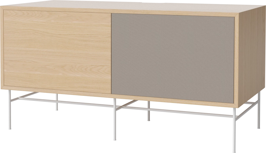 Case HiFi w. base - Medium 48 cm_White lacquered steel_White pigmented oiled oak_Grey Hifi fabric_White pigmented oiled oak 04-007-86_13101055_angle.png