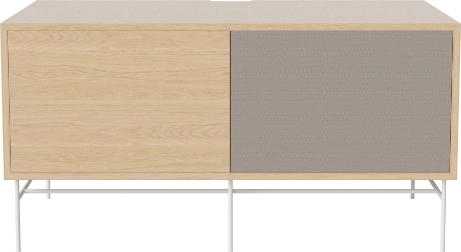 Case HiFi w. base - Medium 48 cm_White lacquered steel_White pigmented oiled oak_Grey Hifi fabric_White pigmented oiled oak 04-007-86_13101055.png