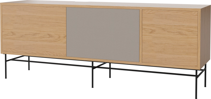 Case HiFi w. base - Large 35 cm_Black lacquered steel_Oiled oak_Grey Hifi fabric_Oiled oak 04-007-89_13100932_angle.png