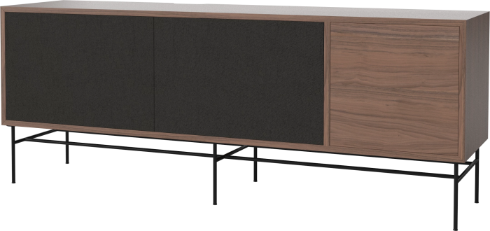 Case HiFi w. base - Large 35 cm_Black lacquered steel_Black fabric_Black fabric_Oiled walnut 04-007-89_13100828_angle.png