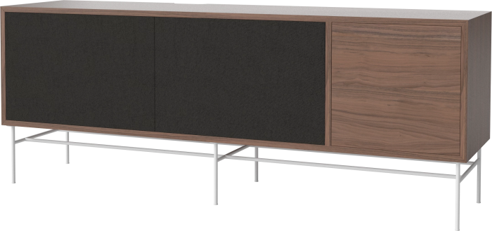 Case HiFi w. base - Large 35 cm_White lacquered steel_Black fabric_Black fabric_Oiled walnut 04-007-89_13100843_angle.png