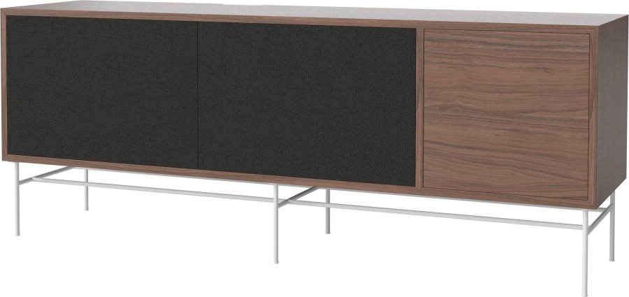Case HiFi w. base - Large 35 cm_White lacquered steel_Black fabric_Black fabric_Oiled walnut 04-007-89_13100843_angle.png