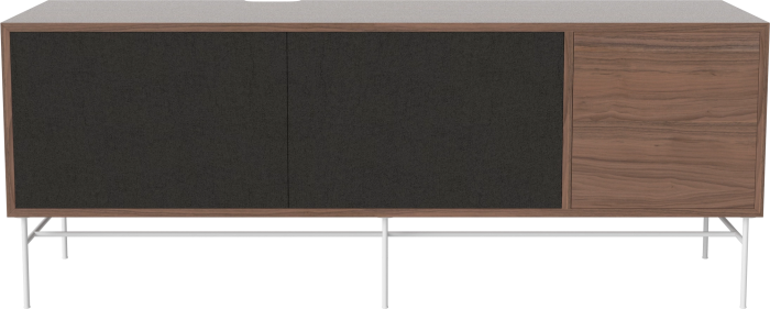 Case HiFi w. base - Large 35 cm_White lacquered steel_Black fabric_Black fabric_Oiled walnut 04-007-89_13100843.png