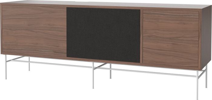 Case HiFi w. base - Large 35 cm_White lacquered steel_Oiled walnut_Black fabric_Oiled walnut 04-007-89_13101123_angle.png