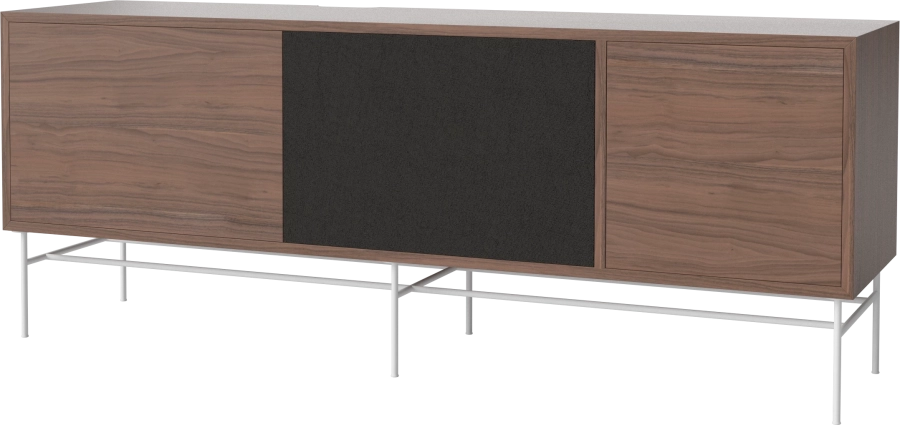 Case HiFi w. base - Large 35 cm_White lacquered steel_Oiled walnut_Black fabric_Oiled walnut 04-007-89_13101123_angle.png