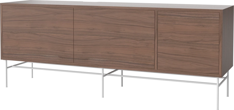 Case HiFi w. base - Large 35 cm_White lacquered steel_Oiled walnut_Oiled walnut_Oiled walnut 04-007-89_13101193_angle.png