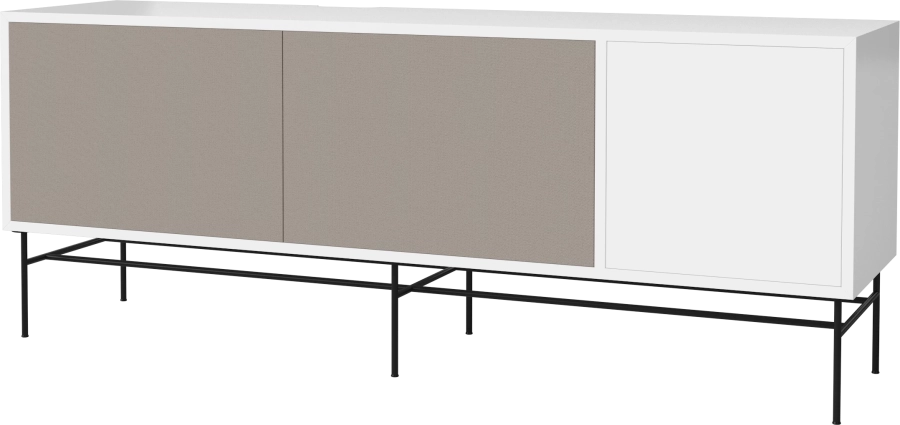 Case HiFi w. base - Large 35 cm_Black lacquered steel_Grey Hifi fabric_Grey Hifi fabric_White lacquered MDF 04-007-89_13100864_angle.png