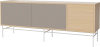 Case HiFi w. base - Large 35 cm_White lacquered steel_Grey Hifi fabric_Grey Hifi fabric_White pigmented oiled oak 04-007-89_13100880_angle.png