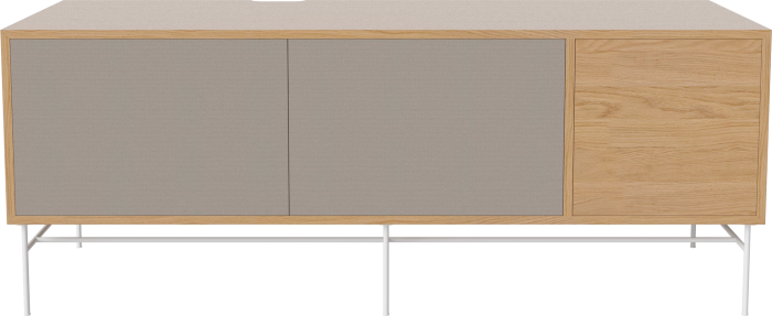 Case HiFi w. base - Large 48 cm_White lacquered steel_Grey Hifi fabric_Grey Hifi fabric_Oiled oak 04-007-88_13100877.png