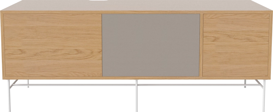 Case HiFi w. base - Large 48 cm_White lacquered steel_Oiled oak_Grey Hifi fabric_Oiled oak 04-007-88_13100947.png
