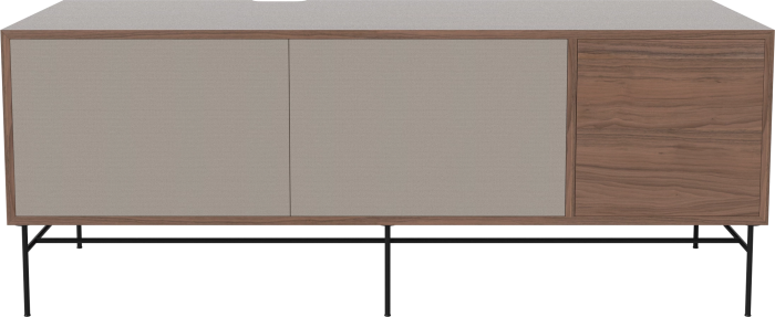 Case HiFi w. base - Large 48 cm_Black lacquered steel_Grey Hifi fabric_Grey Hifi fabric_Oiled walnut 04-007-88_13100863.png