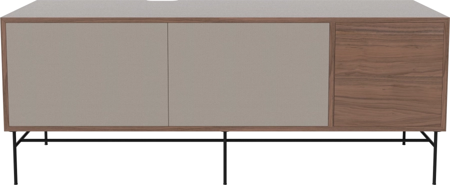 Case HiFi w. base - Large 48 cm_Black lacquered steel_Grey Hifi fabric_Grey Hifi fabric_Oiled walnut 04-007-88_13100863.png