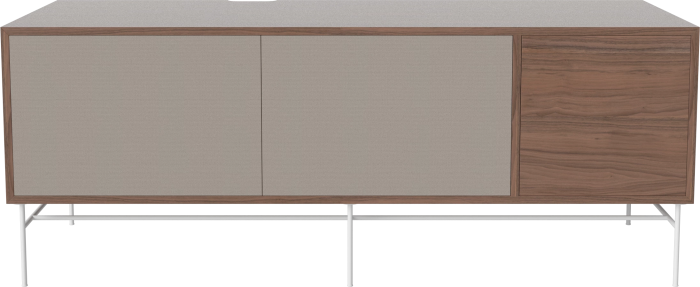 Case HiFi w. base - Large 48 cm_White lacquered steel_Grey Hifi fabric_Grey Hifi fabric_Oiled walnut 04-007-88_13100878.png